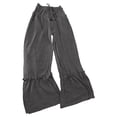 thumbnail image 5 of Audhol Flowy Pants for Women, Women's Elastic High Waist Wide Leg Beach Loose Pants Ruffle Pants Women Dark Gray M, 5 of 5
