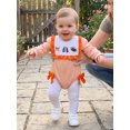 thumbnail image 4 of Cjfdfy Newborn Baby Girl Game Day Fall Outfit Animal Football Season Stripe Long Sleeve Ruffled Bow Collar Romper Infant Cute My First Football Season Fall Winter Clothes 0-18M, 4 of 9