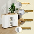 thumbnail image 6 of Walsunny Kitchen Islands Carts with Drop Leaf Table 1 Drawer 5 Wheels 2 Magnetic Doors Rolling Storage Cabinet White, 6 of 7