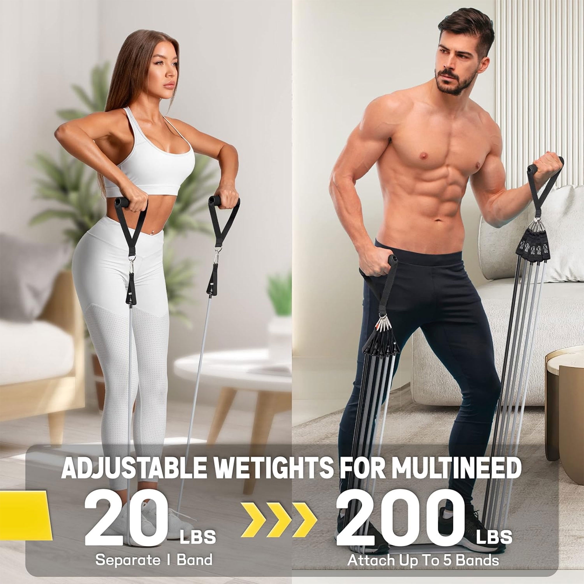 WQQQW Heavy Resistance Bands for Working Out, 200LBS Exercise Bands with Handles, Muscle Training, Strength, Yoga