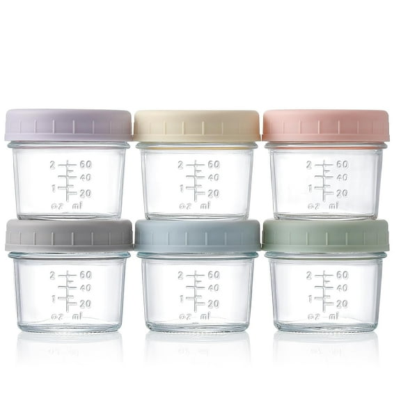 6 Pack Glass Baby Food Storage Containers - 4 oz Baby Food Storage Jars With Lids, Baby Food Maker, Microwave, Dishwasher & Freezer Safe