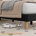 thumbnail image 5 of Twin Bed Frame with Adjustable Headboard, Velvet Upholstered Platform Twin Size Bed Frame, Vertical Channel Tufted, Strong Wooden Slats, No Box Spring Needed, Easy Assembly, Black, 5 of 7
