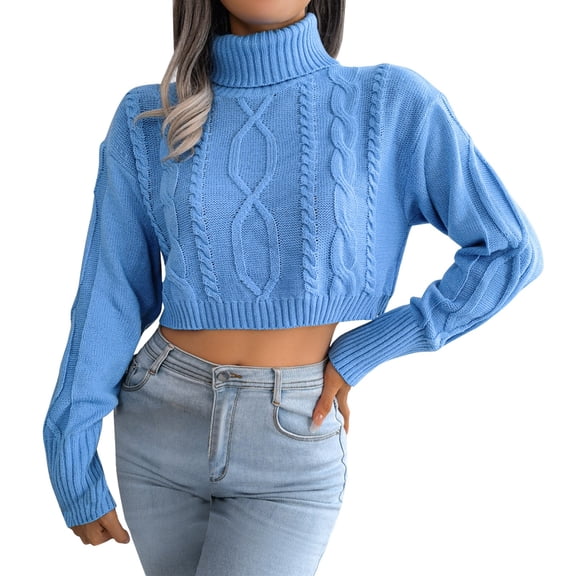 Vedolay Fall Sweaters 2023 Long Sleeve Soft Sweaters Lightweight Women Pullovers Blue,M