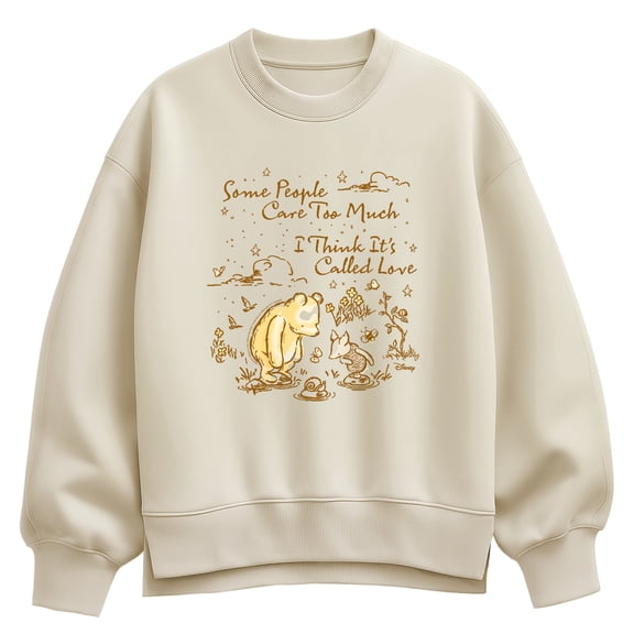 Winnie The Pooh - Care Too Much Its Love - Women's Oversized Fleece Crew Sweatshirt