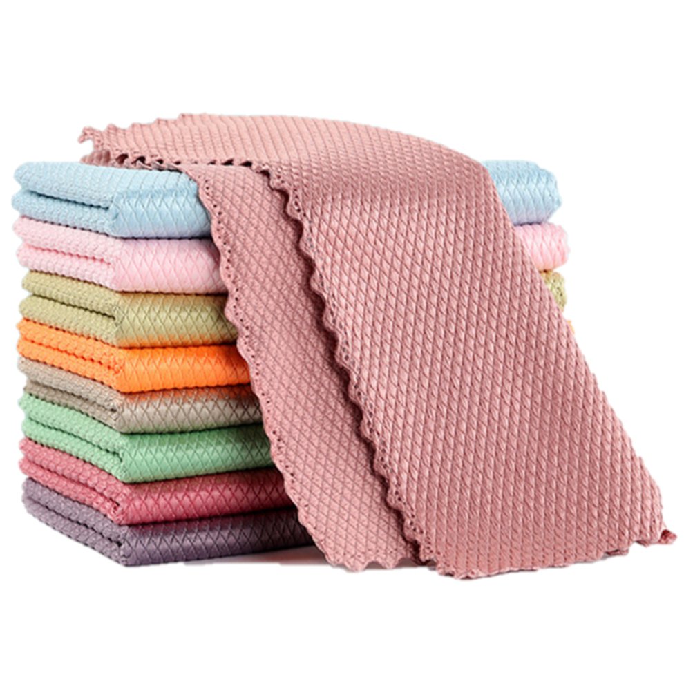 Lightweight And Portable 10pcs Fish Scale Wipe Cloth Wavy Hemming