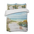 thumbnail image 2 of Quilts Queen Size, Beach Ocean Soft Comforter Bedding Set for Bed, Blue Sea Sunflower Modern Country Green Lightweight Quilted Bedspread with Pillow Cover(2 Pieces) for All Season, 90x96 Inch, 2 of 6