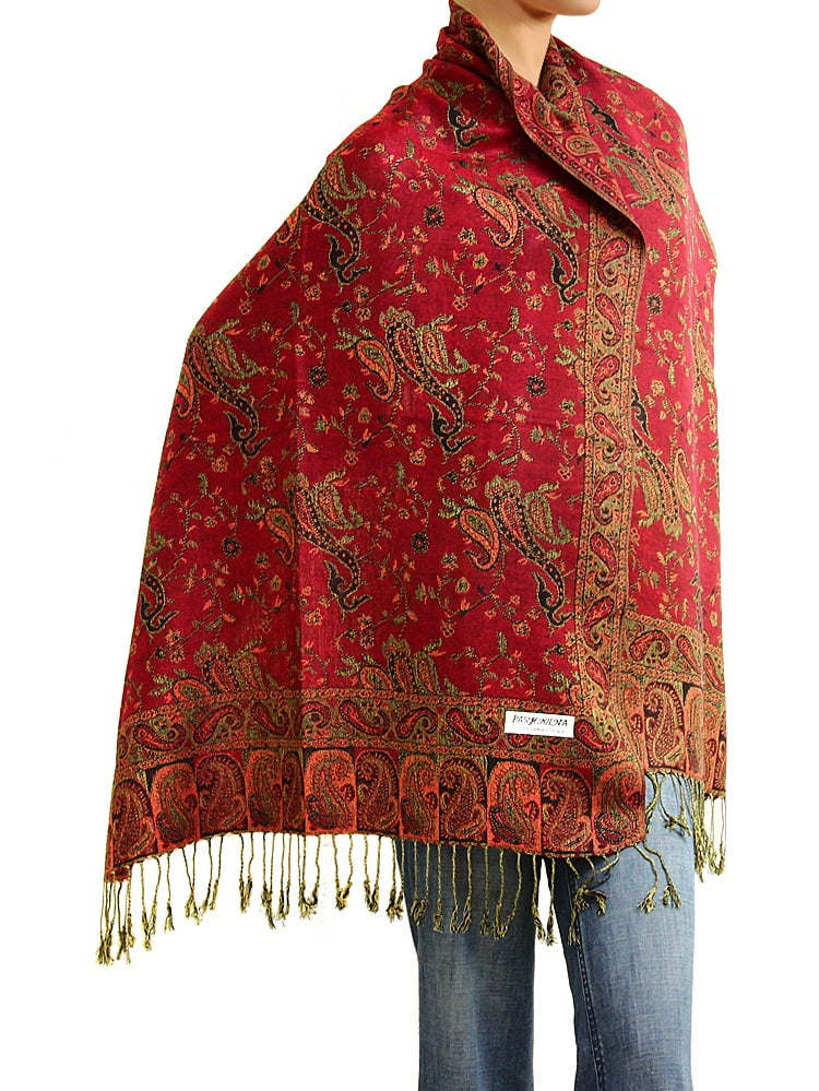 pashmina motifs burgundy color printed cotton fabric vintage gift 60s woman gift,woman's scarf Vintage scarf