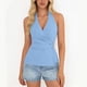 thumbnail image 2 of Tops Casuales sin Mangas para las Mujeres V Cuello Blusa Plegado Vendaje Suéter de Verano Damas Camisa Diaria, 2 of 9