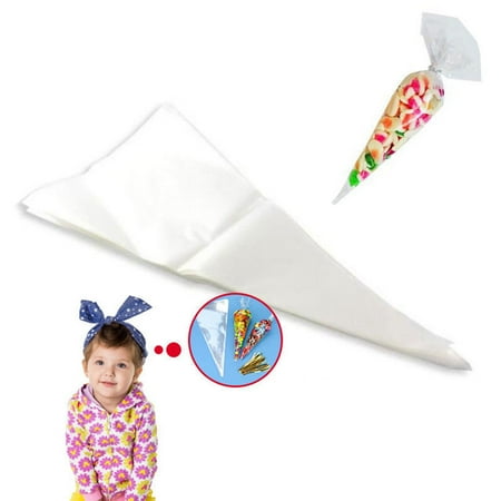 Shaped Treat Bag - CUH 25/50/100PCS Clear Cellophane Cone Shaped Treat Bags Sealed Triangle OPP with Ties for Candy Sweet