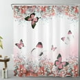 thumbnail image 2 of Pink Butterfly Floral Shower Curtain for Bathroom Pink Wildflower Plant Bathroom Shower Curtain Nature Animal Flower Landscape Shower Curtain Bath Accessories Home Decor with 12 Hooks 72x78 Inches, 2 of 6