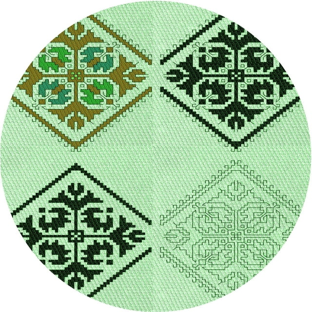 Ahgly Tapis Rond Lavable en Machine Intérieur Transitionnel Vert, 3 Pieds Rond