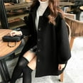 thumbnail image 6 of Women Overcoat Turn-down Collar Mid Length Single-breasted Buttons Long Sleeve Keep Warm Soft Korean Style Winter Coat for Dating, 6 of 7