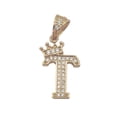 thumbnail image 4 of Cadena y dije de brillos con corona de oro laminado letra T, 4 of 7