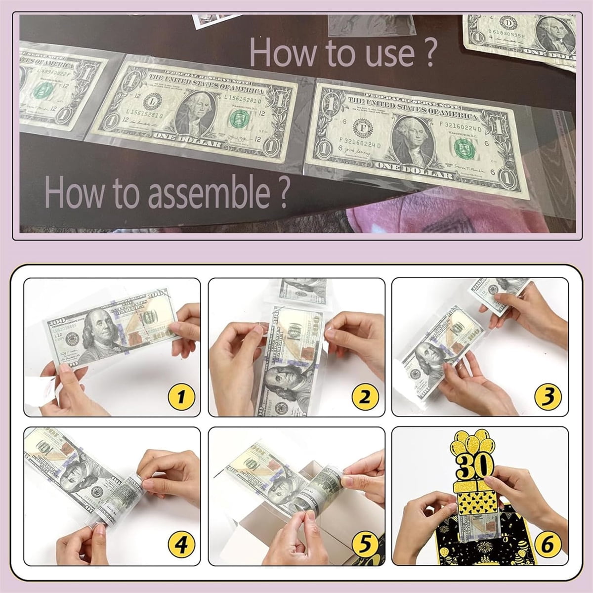 Reusable Currency Sleeves,200pcs Adhesive Self-Sealing Packing Bags,HYG Plastic Banknote Storage Pouch for Gift,Birthday,Wedding