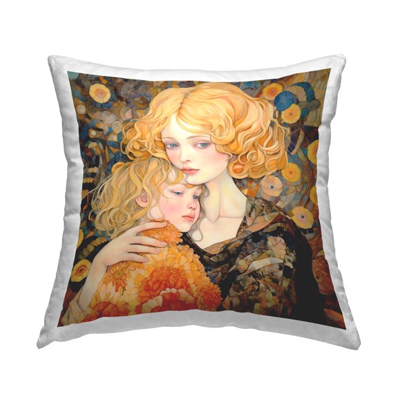 Stupell Industries Geometric Mother & Child Decorative Printed Throw Pillow Design by RB