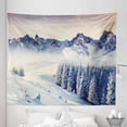thumbnail image 1 of Black White Tapestry, Snowy Winter Dramatic Overcast Sky Wonderland Snowfall Seasonal Panorama Print, Fabric Wall Hanging Decor for Bedroom Living Room Dorm, 5 Sizes, Blue Grey White, by Ambesonne, 1 of 1