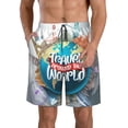 thumbnail image 1 of Balery Travel Around The World Traje de Baño Estilo Hawaiano para Hombre, Shorts de Secado Rápido con Bolsillos-Medium, 1 of 6