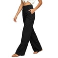 thumbnail image 4 of hoksml Women's High Waisted Wide Leg Pants Stretch Solid Casual Trousers with Pockets for Work Office Daily Wear, 4 of 9