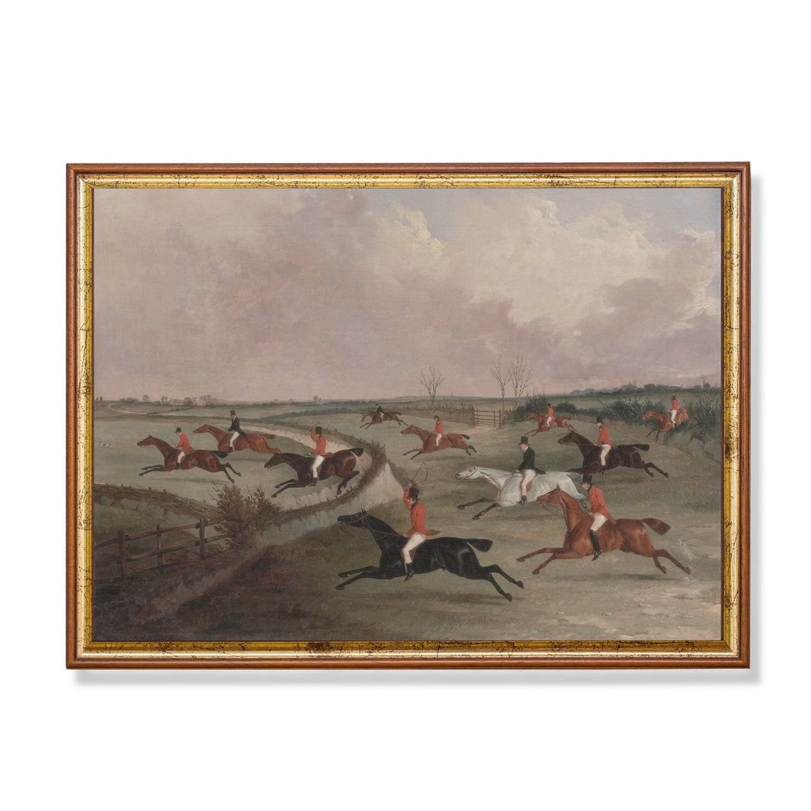 Vintage Horse Racing Antique Countryside Farmhouse Wall Art Print Nature Inspired Living Room Decor