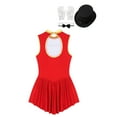 thumbnail image 6 of TiaoBug Women's 4Pcs Halloween Outfits Circus Performance Costume Ringmaster A-line Dress B Red M, 6 of 7