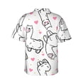 thumbnail image 3 of Balery Alpacas and Hearts Print Men's Hawaiian Shirts Short Sleeve Beach Shirt Relaxed Fit Vacation Button Down Shirts-Small, 3 of 9