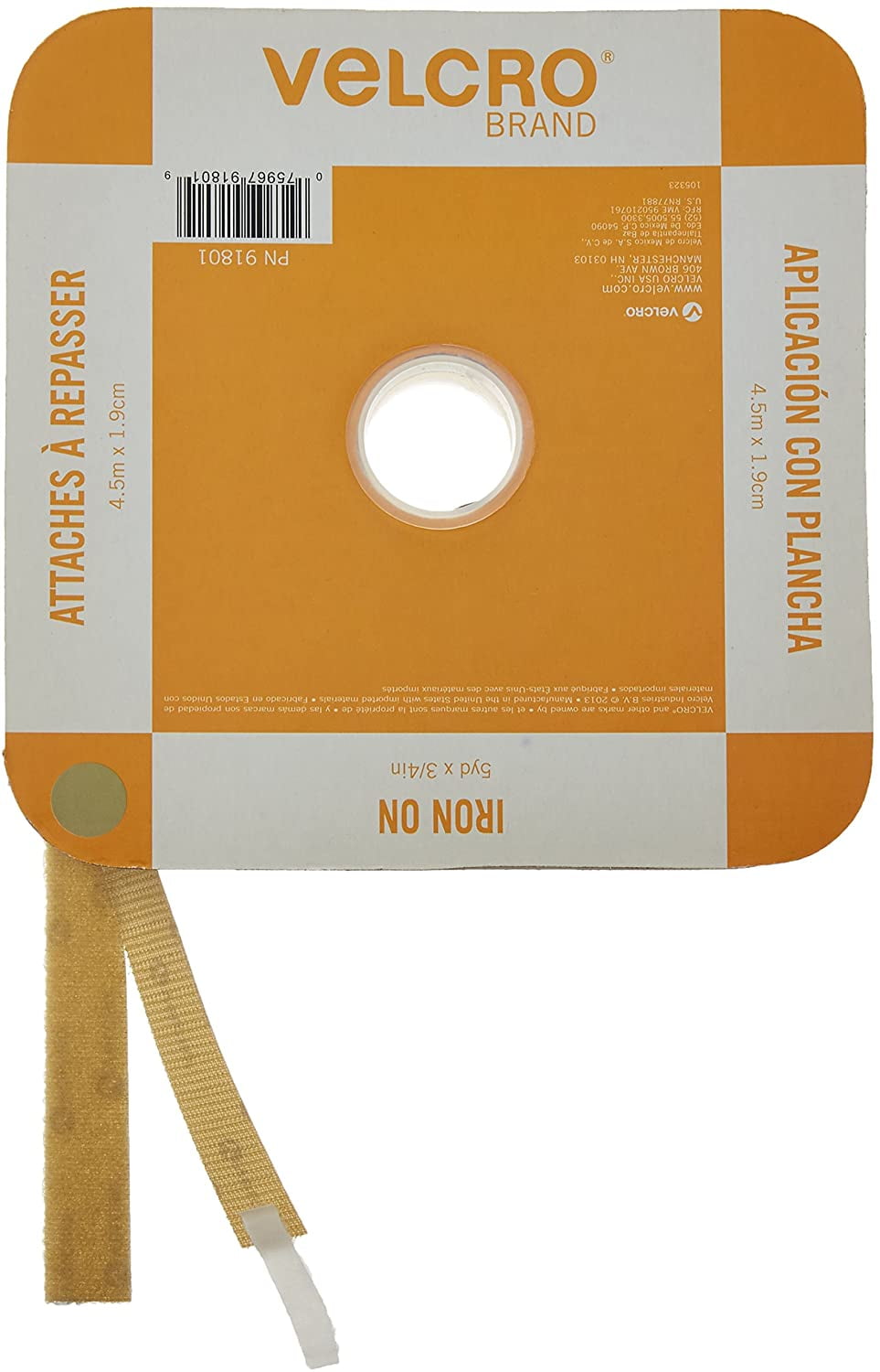 Velcro® Brand For Fabrics Iron On Beige 15Ft X 3/4In Tape Flange