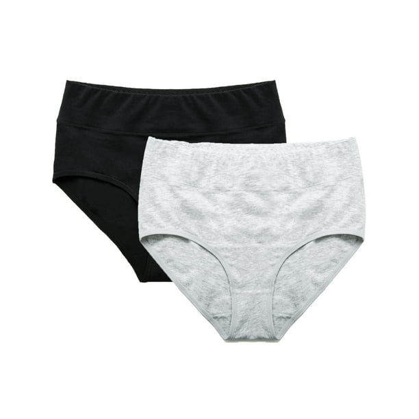 SAYFUT Women Underwear Cotton Panties Plus Size Breathable Soft Briefs Panty  Full Coverage Solid Color 2 Pack 