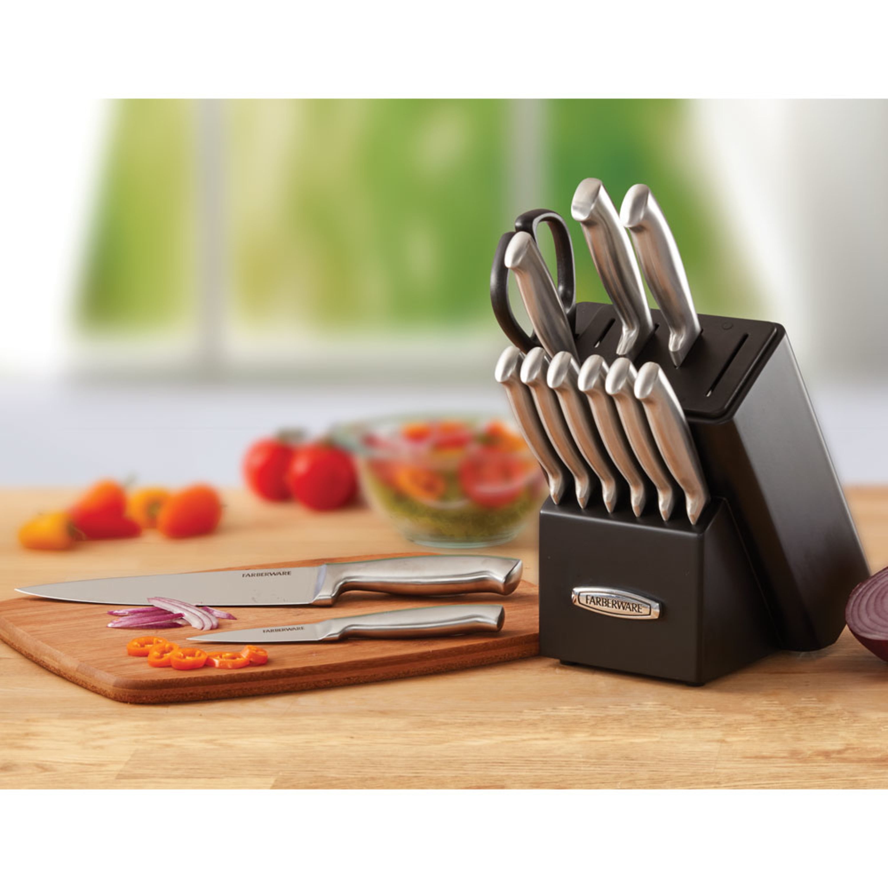 Fingerhut - Farberware EdgeKeeper Pro 13-Pc. Self-Sharpening Cutlery Set -  Natural