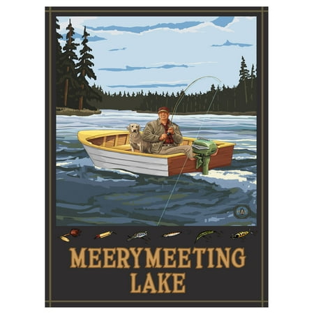 Merrymeeting Lake New Hampshire Fisherman In Boat Forest Giclee Art Print Poster by Paul A. Lanquist (9