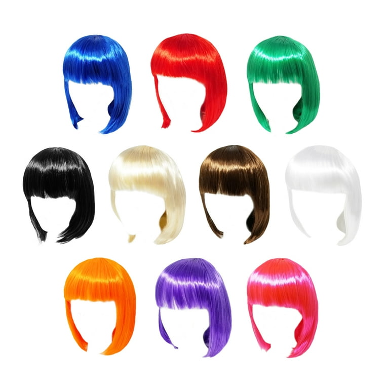 SeasonsTrading 12” Short White Bob Wig - Women Cosplay Costume Party