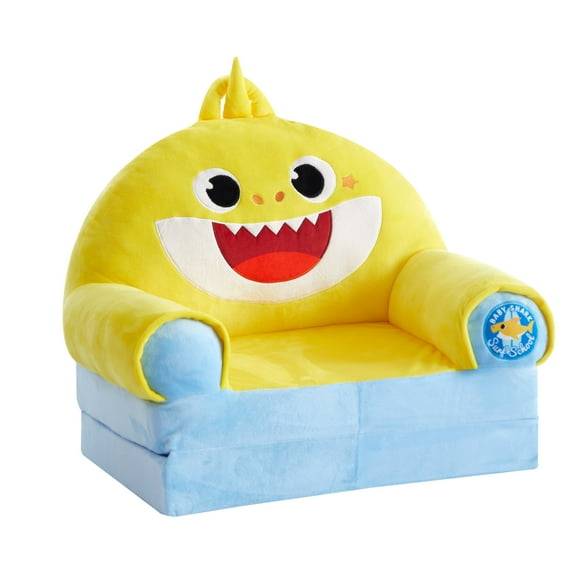 Toddler Pinkfong Baby Shark Blue Polyester Comfortable Plush 2-in-1 Flip Out Chair