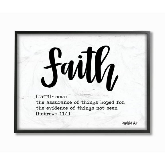 Stupell Industries Faith Definition Religious Black And White Word Design Framed Wall Art by Imperfect Dust, 16" x 20", Black Framed