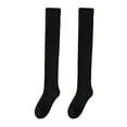 thumbnail image 2 of Eosunjian 1 Pair Winter Stockings Over Knee Length Elastic Anti-slip Thick Warm Solid Color Soft Breathable Anti-shrink Thermal Lady Long Socks Black, 2 of 13