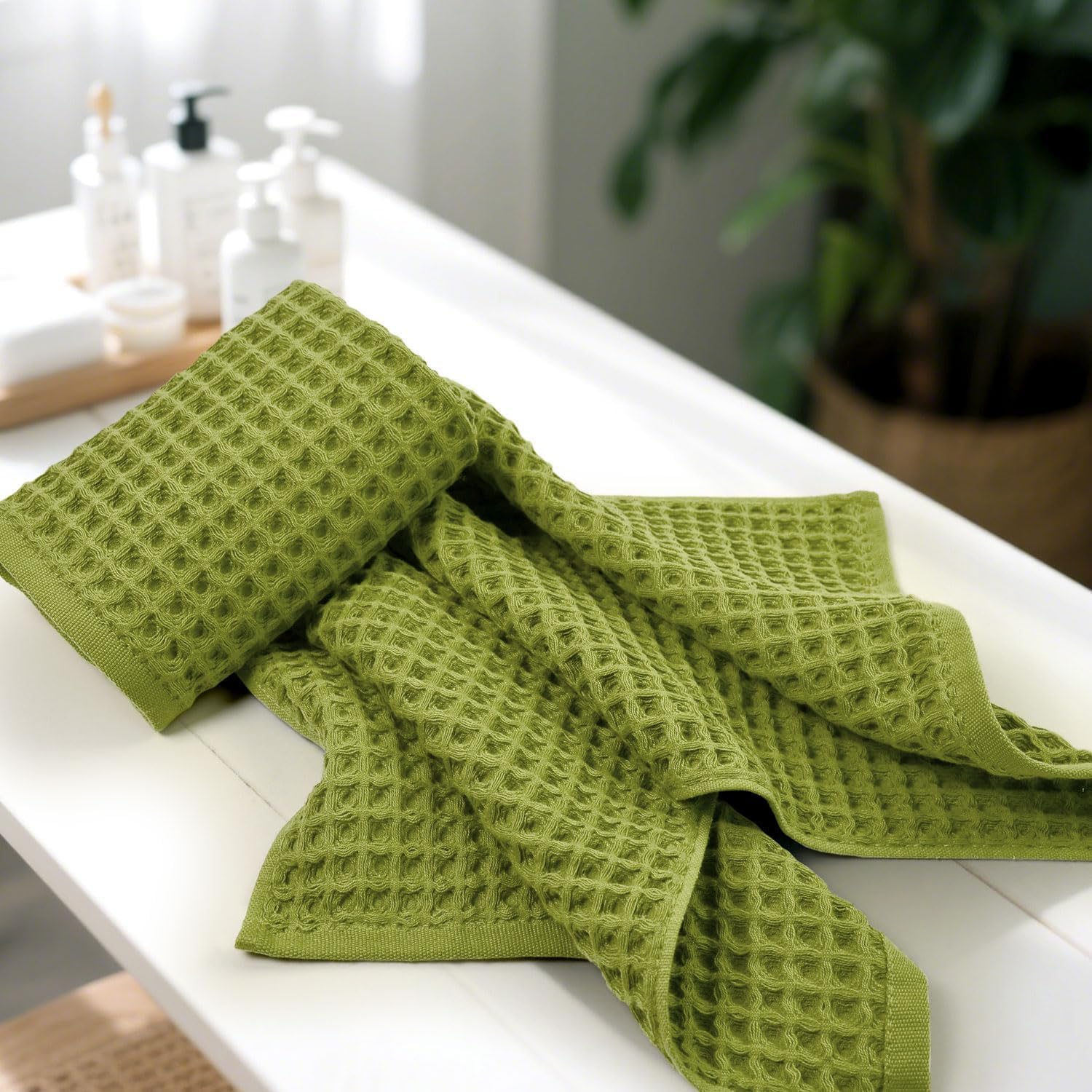 Waffle Hand Towels for Bathroom Kitchen 2-Piece (Rust) – Cotton Quick Dry, Super Soft, Absorbent Towels for Fall Decor, 13x29”