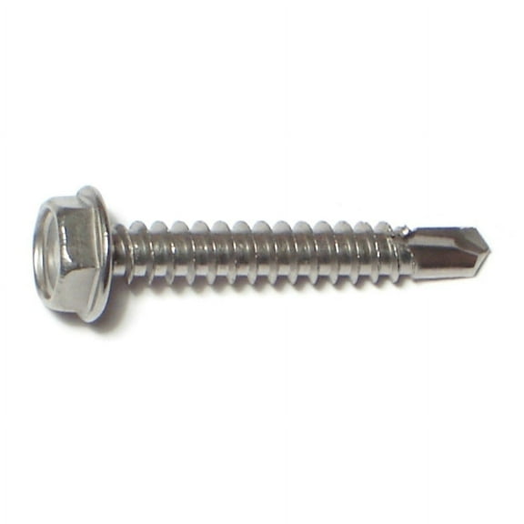 #10-16 x 1-1/4" 410 Stainless Hex Washer Head Self-Drilling Screws (40 pcs.)