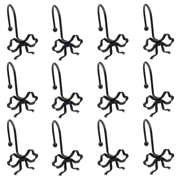 para Cortina de Ducha con Lazo Negro, 12 Unidades de Anillos Decorativos de Metal Inoxidable para Cortina de Ducha, para Barras de Ducha