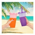 thumbnail image 3 of NOGIS Reusable Plastic Tumblers with Lids & Straws - 9 Pcs 24oz Large Color Changing Cups for Adults Kids Women Party | Tall Iced Cold Straw Drinking Cute Tumbler Cup Bulk, 3 of 7