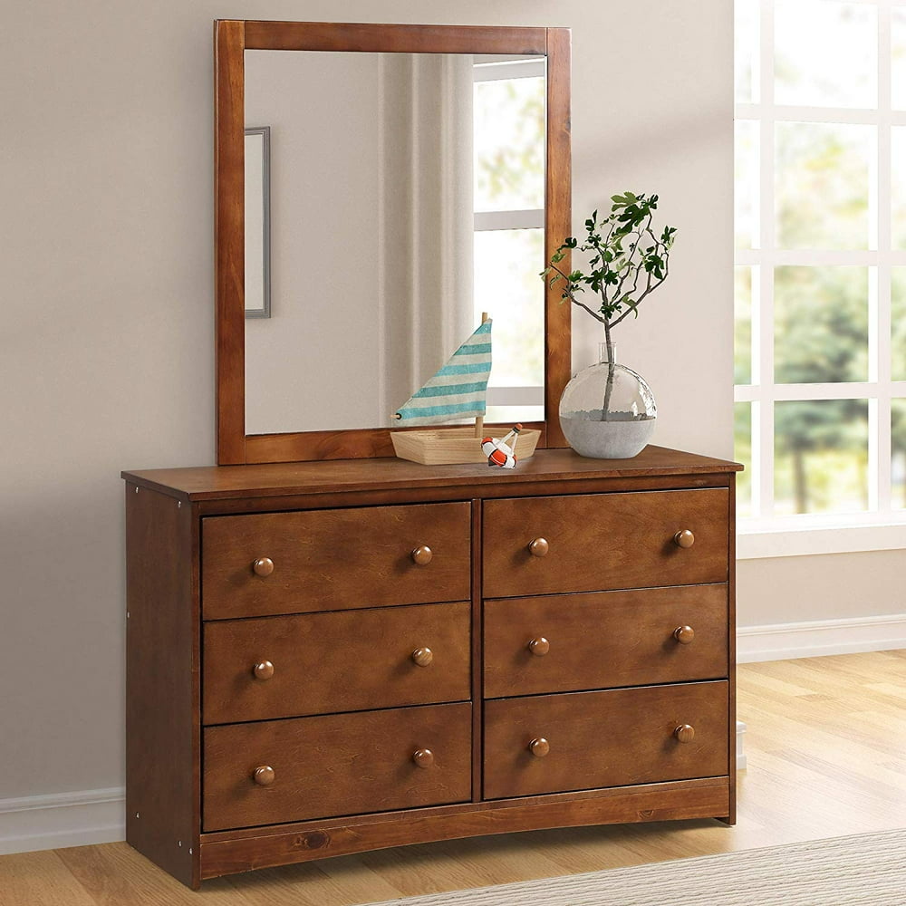Harper & Bright Designs Vanity Set 6Drawer Dresser and Mirror Set with