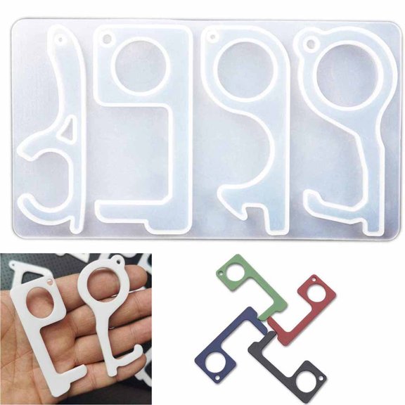 Teissuly Door Opener Hand Free Key Tool Silicone for DIY Touchless Keychain