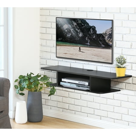 FITUEYES Wall Mounted Media Console,Floating TV Stand Component Shelf，Black