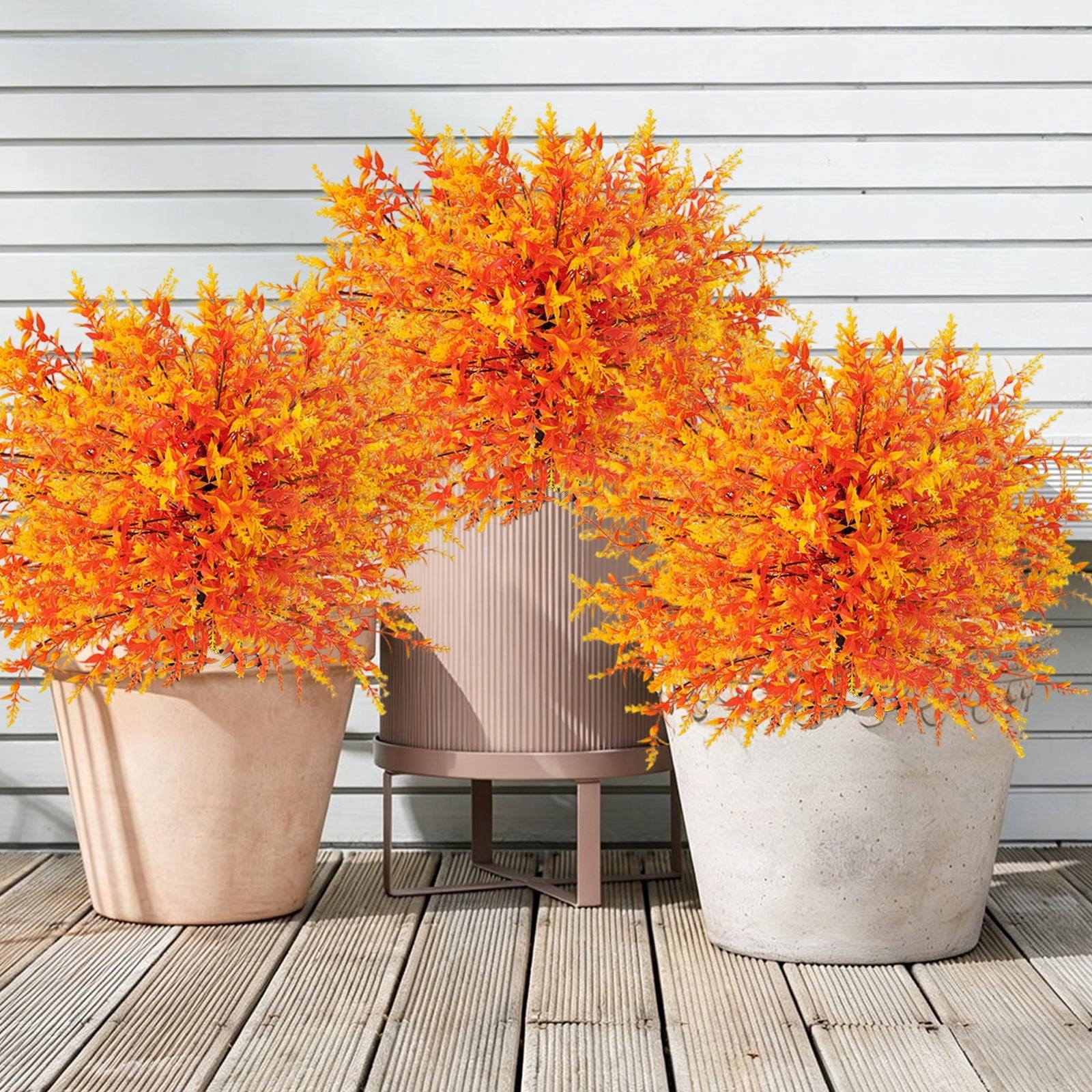 Artificial Flowers for Outdoors Artificial Purple Lavender Ground Plug for Patio and Garden, UV Resistant Outdoor Spring Summer Home Decoration, Faux Flower with Stake 20.9 Inches Orange