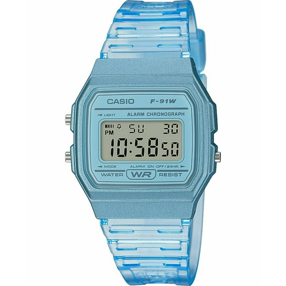 Casio Unisex 38.2mm Resin Jelly Blue Digital Wristwatch, Blue & White