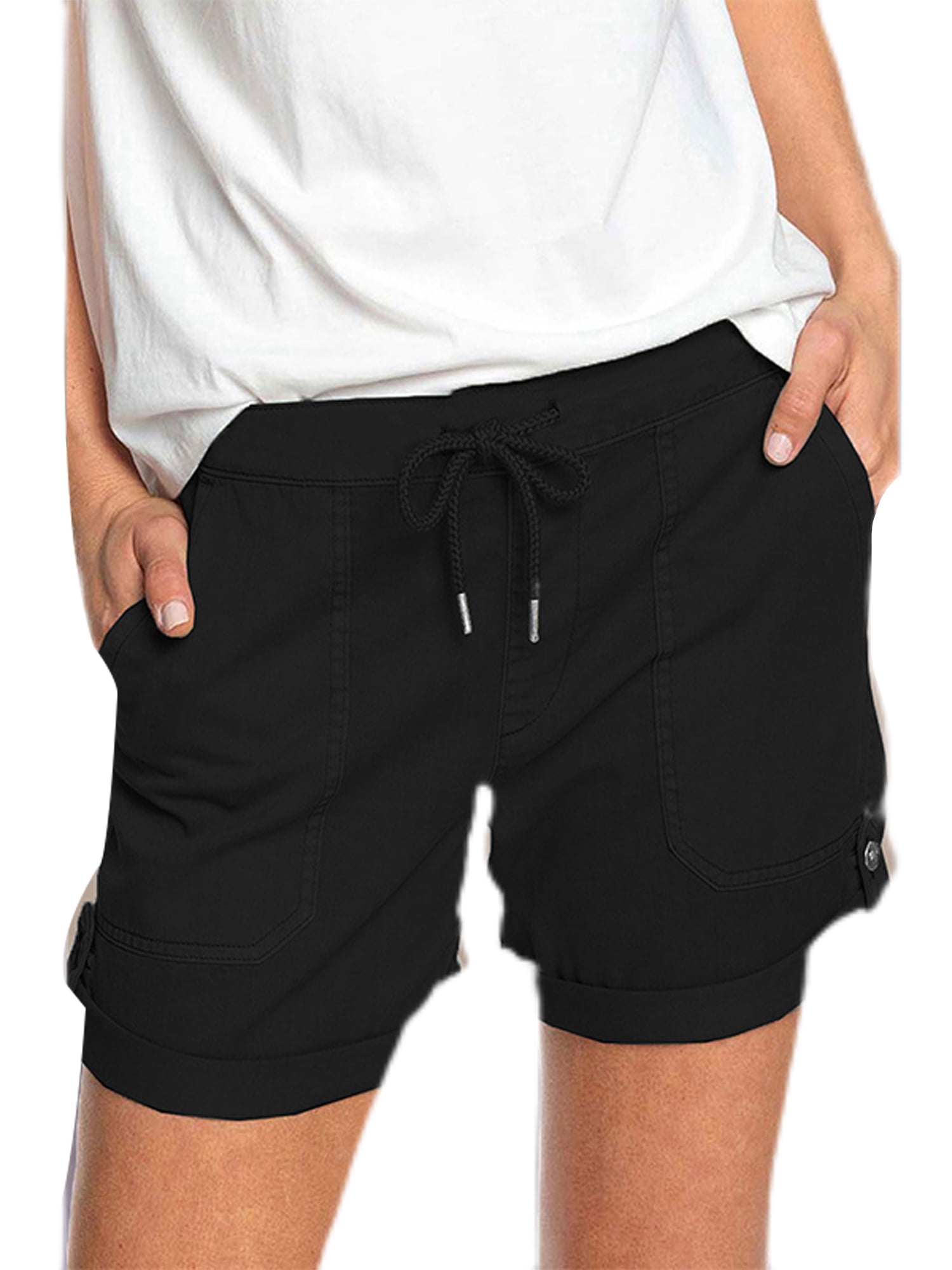 Ladies Linen Shorts Summer Womens Short Trousers Holidays Viscose Tie Drawstring 