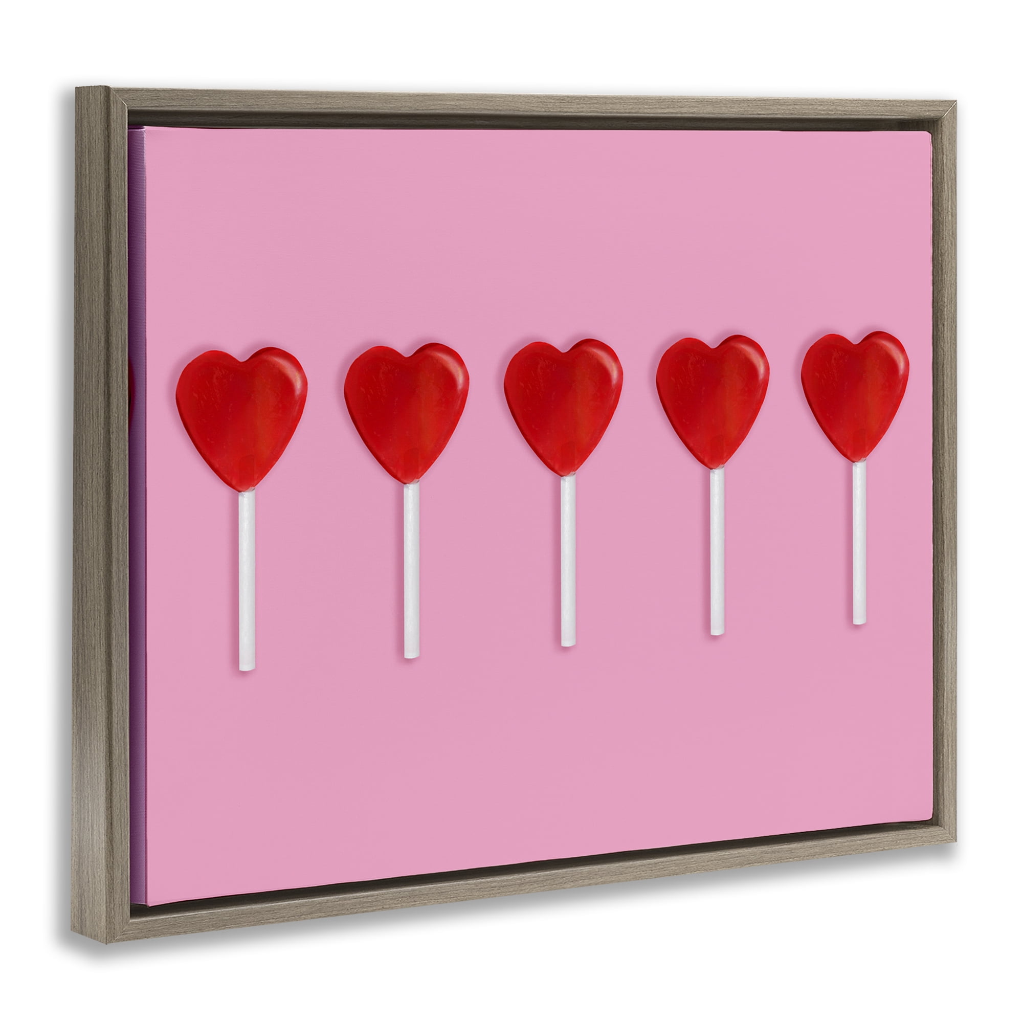 Stupell Industries Valentine's Heart Pops Brown Framed Floater Canvas Wall Art, design by LISH Creative