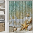 thumbnail image 6 of Orinice  4 Pcs Shower Curtain Set Starfish Seashore Summer Beach Sand Shell Fish Holiday Ocean Aquatic Beautiful with Non-Slip Rugs Toilet Lid Cover and Bath Mat Bathroom Decor Set  36x72, 6 of 7