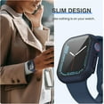 thumbnail image 3 of [3Pack] for Apple Watch Screen Protector Case Series 8 7 45mm, iWatch Protective Face Cover, Tempered Glass Film Hard PC Bumper for Women Men, Ultra-Thin Guard (45 mm, Clear/Black/Blue), 3 of 5