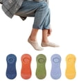 thumbnail image 6 of Women's 5 Pack No Show Low Cut Socks, Breathable Lightweight Invisible Ankle Socks with Silicone Heel Grips, Soft Comfortable Liner Socks for Sneakers Loafers Casual Daily Wear Light Blue, 6 of 6