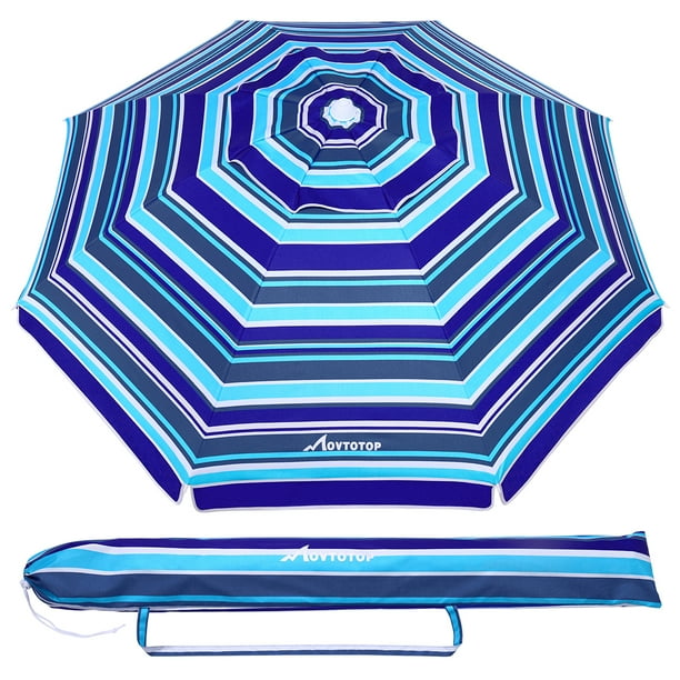 MOVTOTOP 6.5ft Beach Umbrella Striped Design Sand Umbrella UV