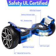 Emaxusa Off Road Hoverboards 8.5 inch Wheel with Bluetooth Speakers and LED Lights, All Terrain Self Balancing Scooter for Adults and Kids, UL Safety Certified (Blue)