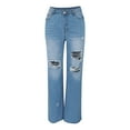 thumbnail image 4 of Endives Women's Jean Stylish Wide Leg Jeans With Holes, 4 of 8